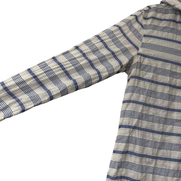 California Tailor Blue Striped Coastal Cotton Lightweight Pullover Hoodie XSmall - Picture 3 of 5